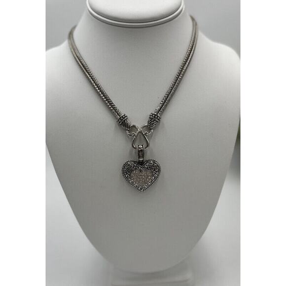 Lia Sophia "Love Dust" Cut Crystal Heart Reversible Pendant Pave Necklace - Picture 11 of 11